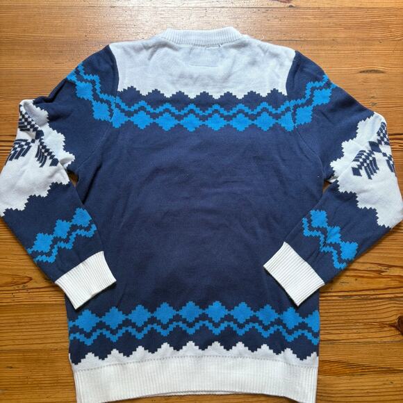 Tipsy Elves Rudolph Abominable Snowman blue white Christmas sweater SIZE L - Picture 6 of 6